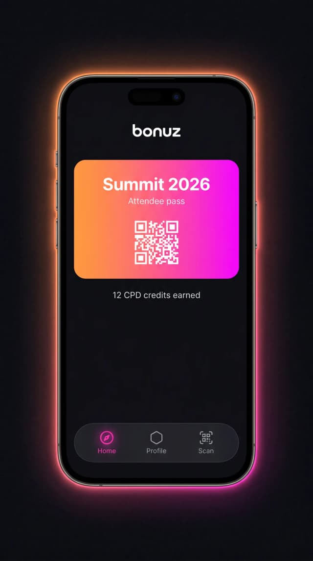 bonuz app mockup for Conferences
