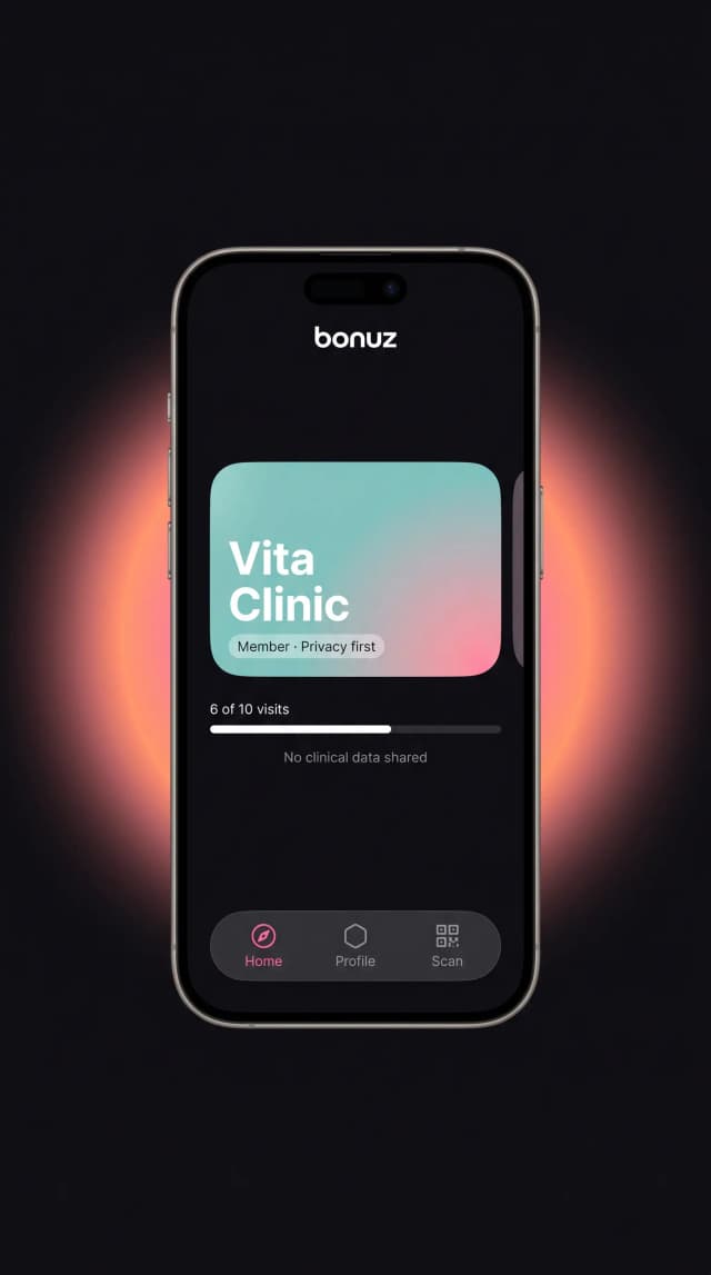 bonuz app mockup for Healthcare & Clinics