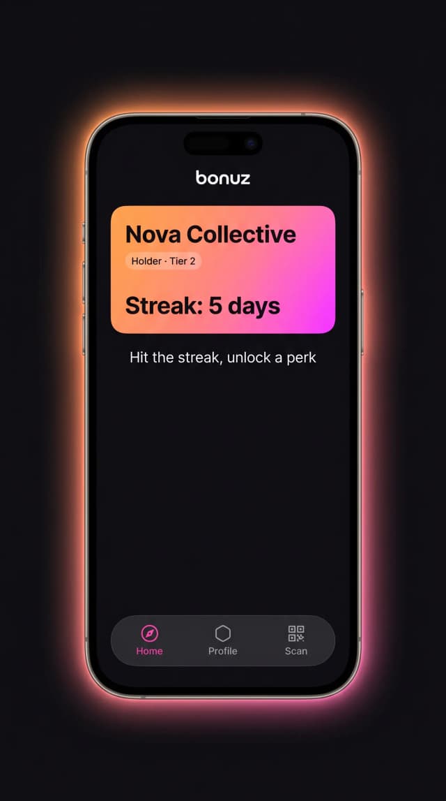 bonuz app mockup for Web3 Digital Brands