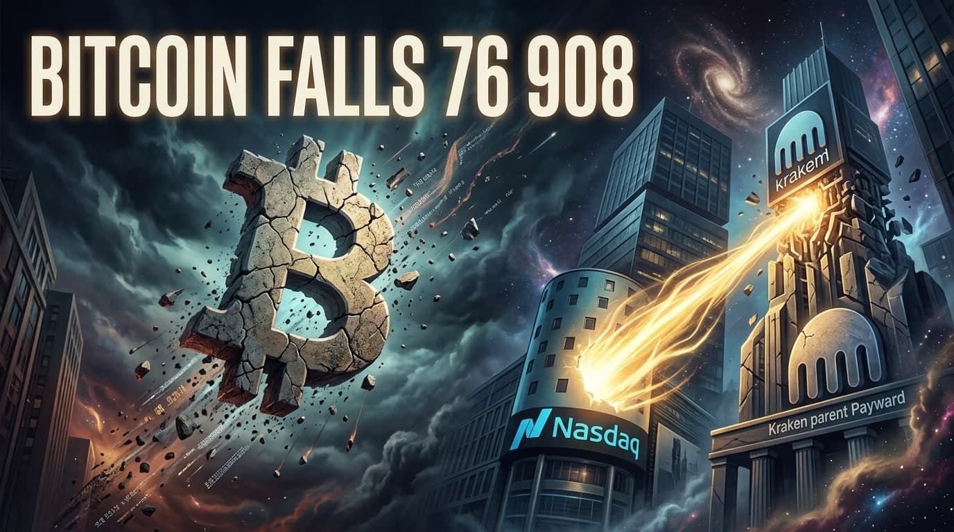 Bitcoin Falls to $76,908 as Nasdaq Backs Kraken Parent