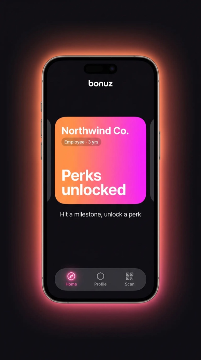 bonuz app mockup for Corporate & Employee