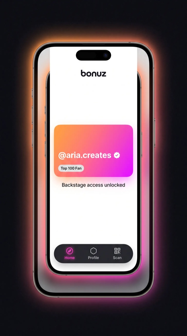 bonuz app mockup for Creator & Talent