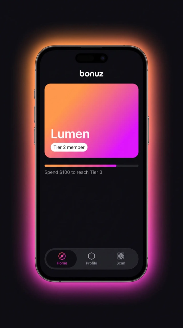 bonuz app mockup for Digital Brands
