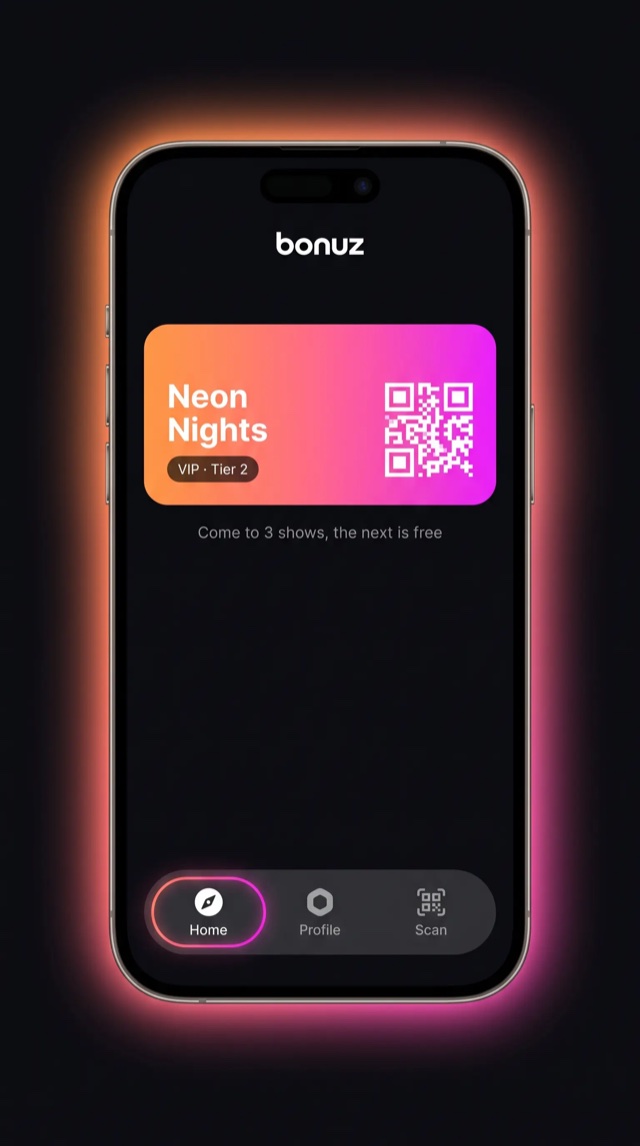 bonuz app mockup for Events & Entertainment