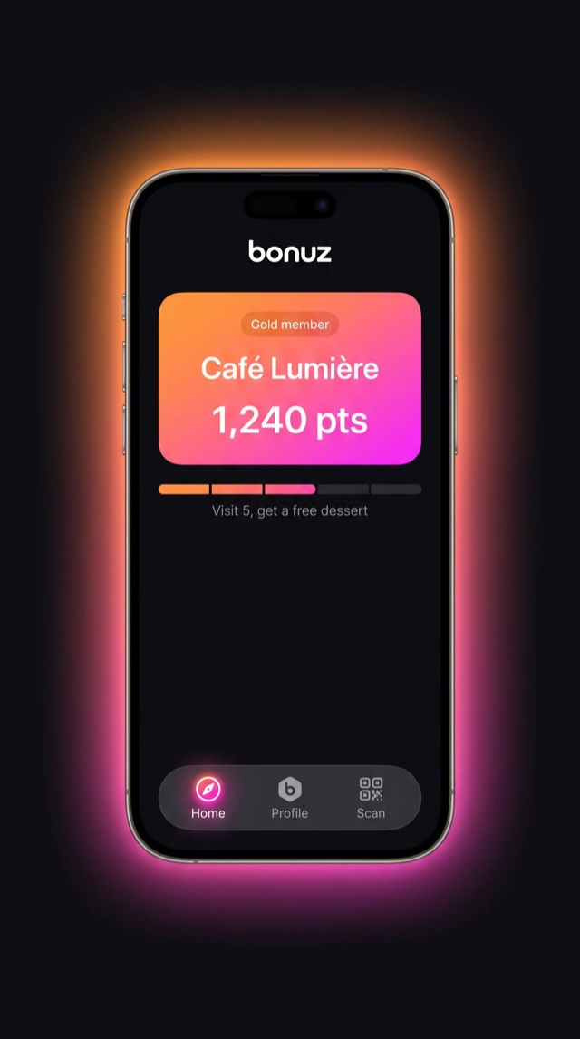 bonuz app mockup for F&B & Restaurants
