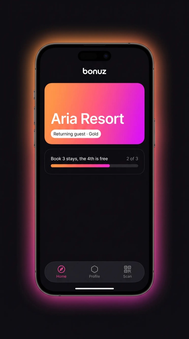 bonuz app mockup for Hospitality & Hotels