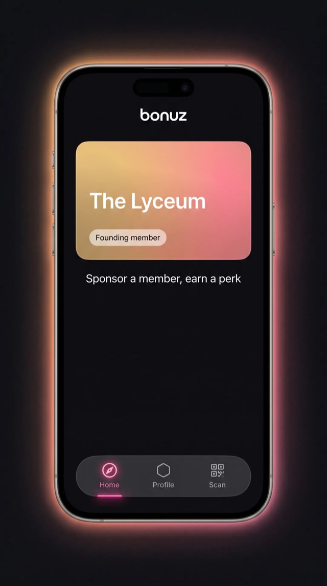 bonuz app mockup for Private Members' Clubs