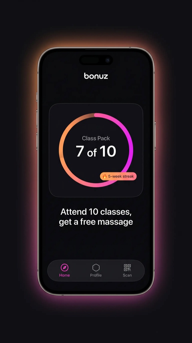 bonuz app mockup for Wellness & Spa